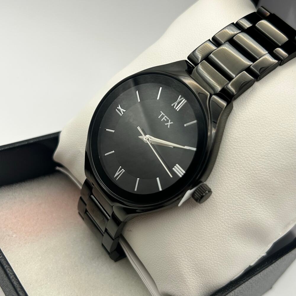 TFX by Bulova Men’s Dress Classic Watch Black Ion Plated Working New Battery